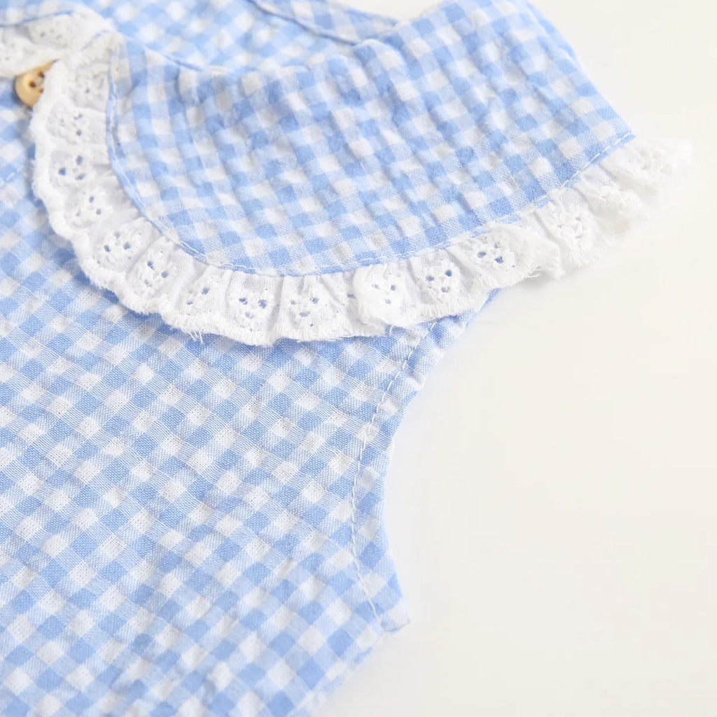 Sanlutoz-Body de algodón para bebé, ropa a cuadros bonita para recién nacido, monos infantiles de princesa sin mangas para niña pequeña