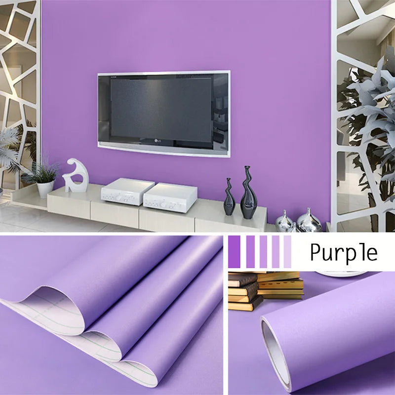 Papel tapiz impermeable de Color sólido, autoadhesivo para habitación, armario blanco y negro, pegatina de pared mate para muebles de cocina, ancho personalizable