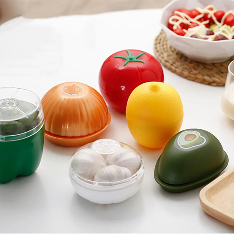 Caja de almacenamiento creativa para cocina, recipiente para verduras, cebolla, ajo, aguacate, tomates, limón, pimienta verde fresca