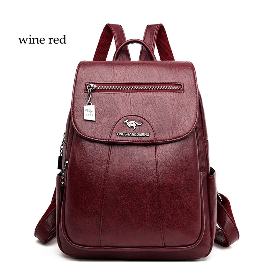 Mochila De cuero suave para mujer, bolso escolar de gran capacidad, de alta calidad, para viaje y ocio, 6 colores, color negro, novedad de 2024