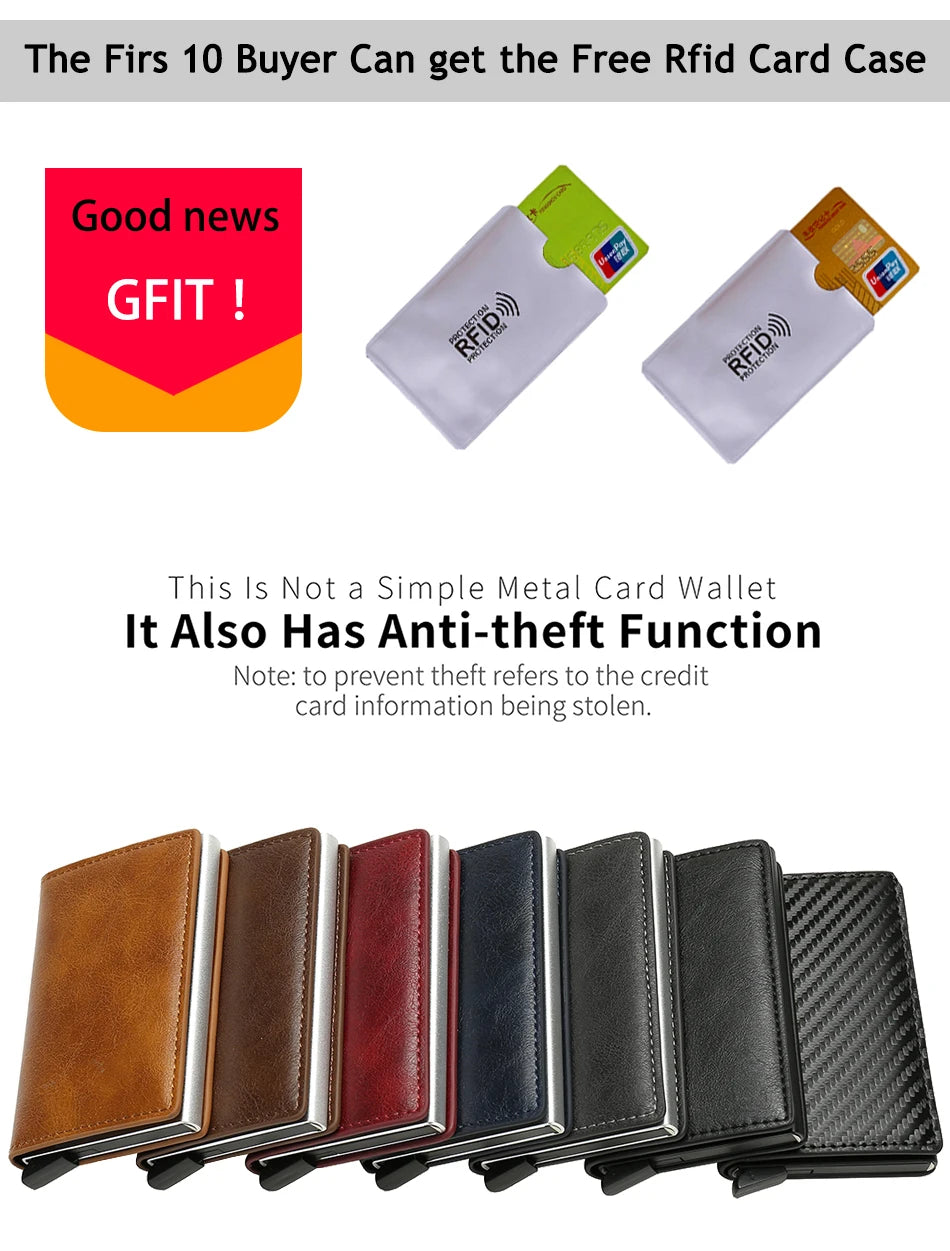 Cartera de aluminio Rfid para hombre, tarjeteros, monedero de fibra de carbono para hombre, cartera inteligente delgada de negocios, tarjetero de crédito, funda, soporte para notas