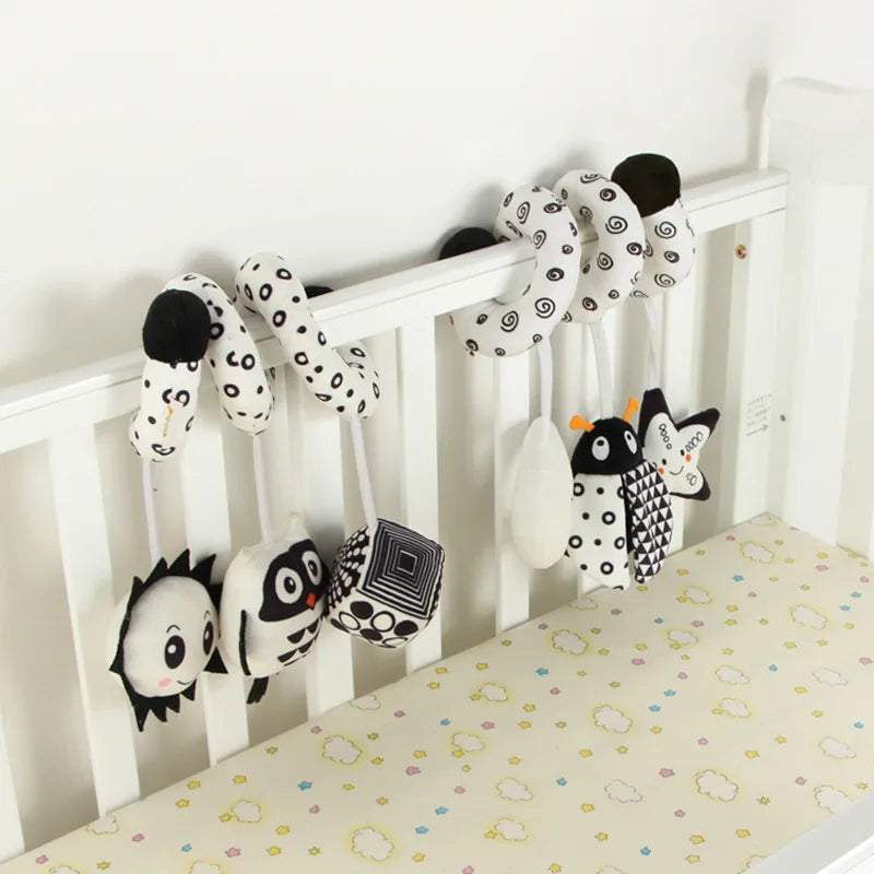 Sonajero de peluche sensorial para bebé, cochecito de juguete, juguetes colgantes móviles musicales, sonajeros móviles para bebés, juegos para recién nacidos de 0 a 6 y 12 meses