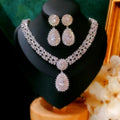 Conjuntos de joyería nupcial para mujer, pendientes de gota de aguja de plata S925, collares, colgantes, corona, boda, accesorios de circonita cúbica