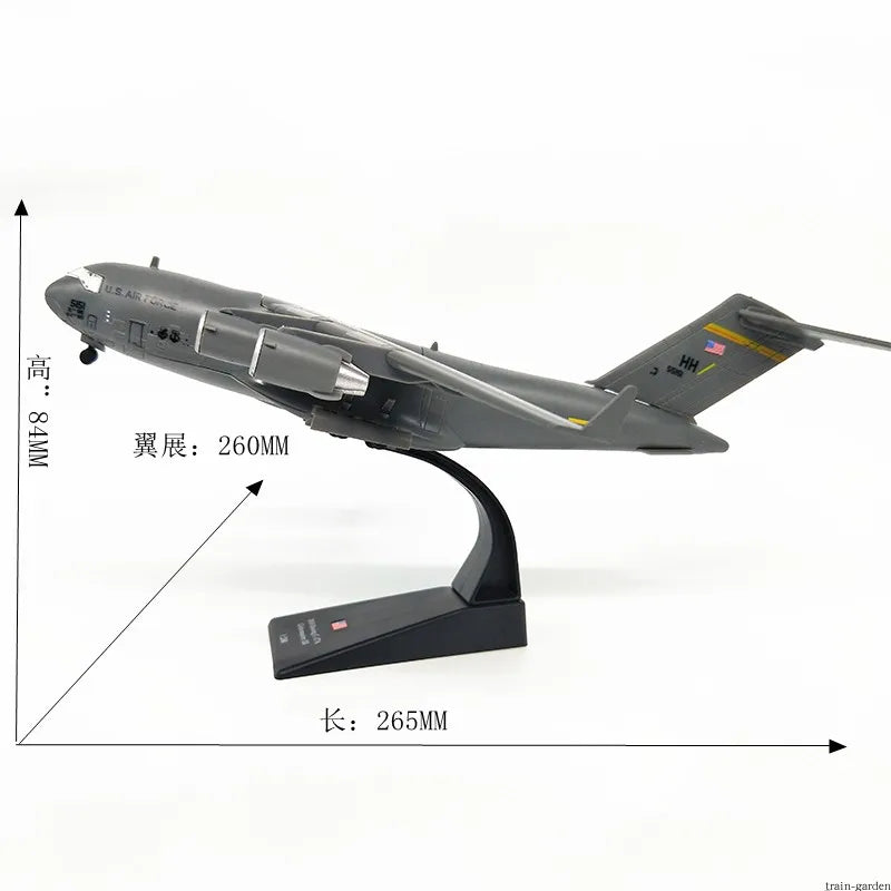 1/200 Ejército de la Marina de los EE. UU. C-17 Globemaster avión de transporte avión de combate modelo de juguete para exhibición interior colección de niños