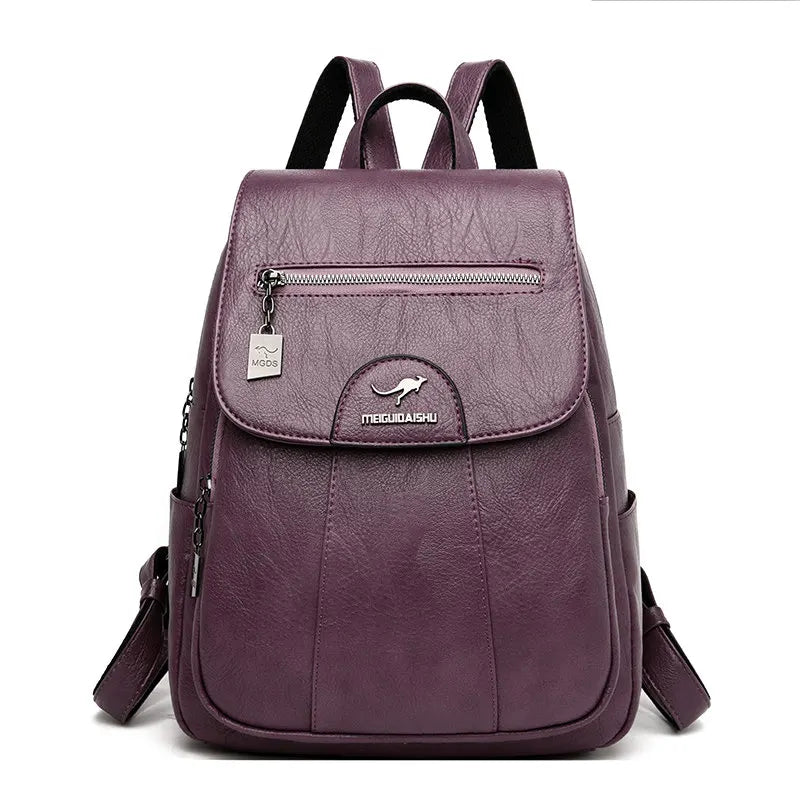 Mochila De cuero suave para mujer, bolso escolar de gran capacidad, de alta calidad, para viaje y ocio, 6 colores, color negro, novedad de 2024