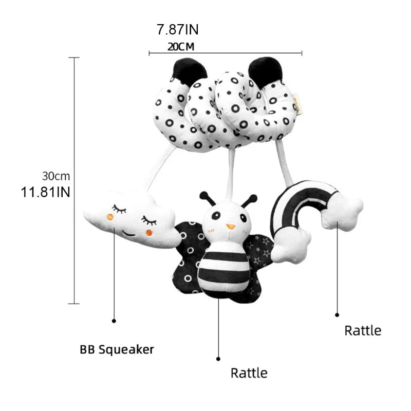 Sonajero de peluche sensorial para bebé, cochecito de juguete, juguetes colgantes móviles musicales, sonajeros móviles para bebés, juegos para recién nacidos de 0 a 6 y 12 meses