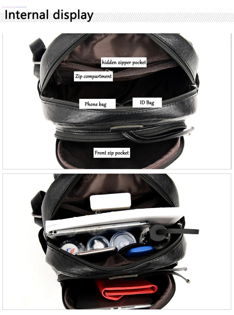 Mochila De cuero suave para mujer, bolso escolar de gran capacidad, de alta calidad, para viaje y ocio, 6 colores, color negro, novedad de 2024