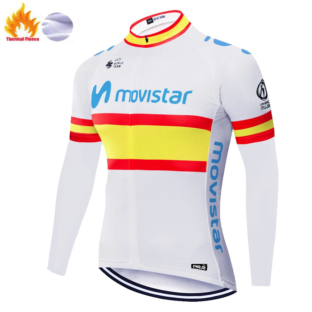 Nuevo invierno Movistar ciclismo jersey 2026 protear hombres manga larga bicicleta invierno maillot cyclisme homme