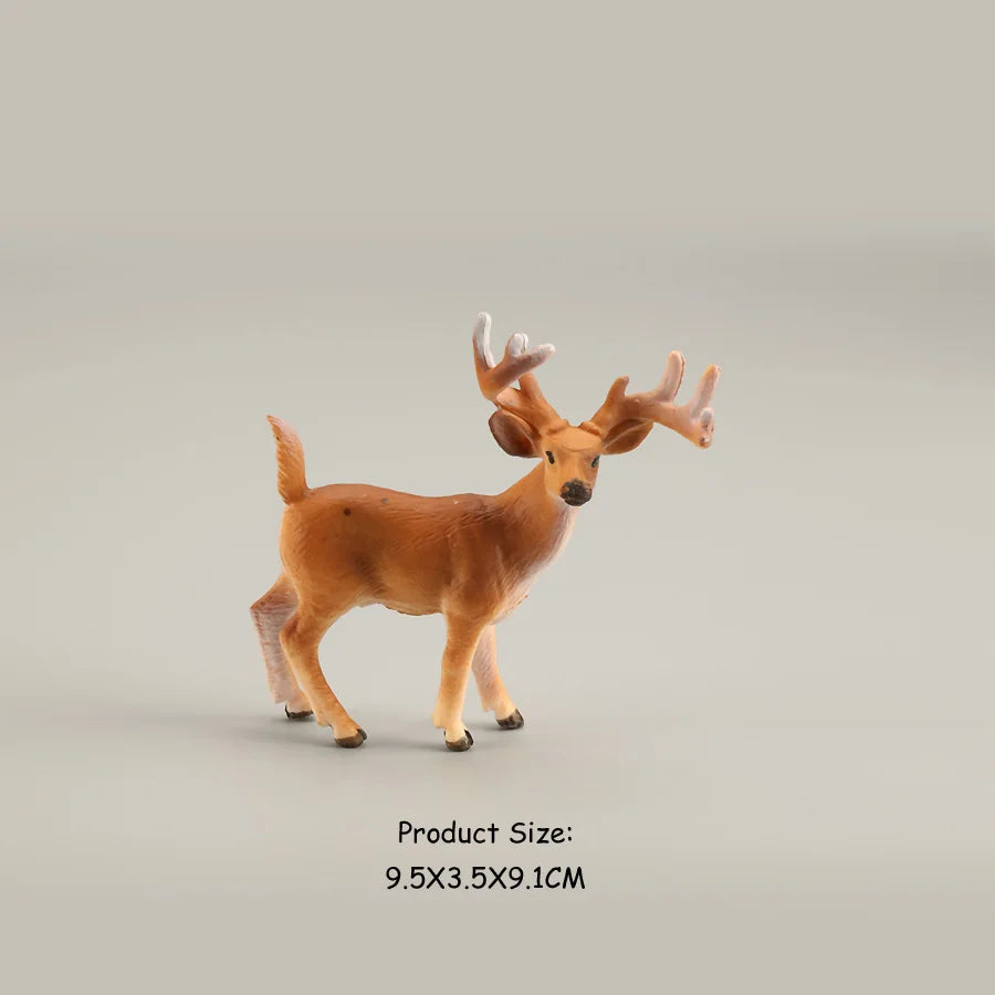 Juego de figuritas de ciervo de alce de simulación, juguete de Cervatillo de cola blanca, modelo de Animal del bosque, figuras familiares, juguetes Toppers de pastel