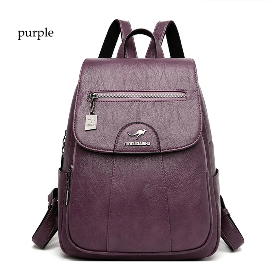 Mochila De cuero suave para mujer, bolso escolar de gran capacidad, de alta calidad, para viaje y ocio, 6 colores, color negro, novedad de 2024