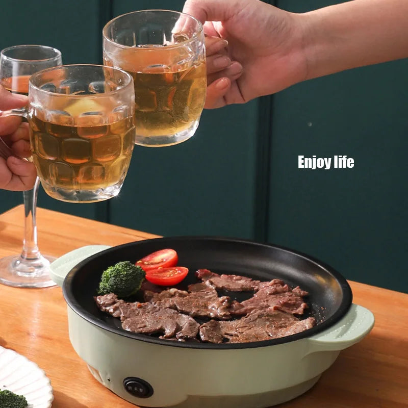 Parrilla eléctrica multifuncional para barbacoa, Mini bandeja cuadrada para hornear eléctrica de 26cm, Wok eléctrico para panqueques y carne, bandeja para freír de cocina