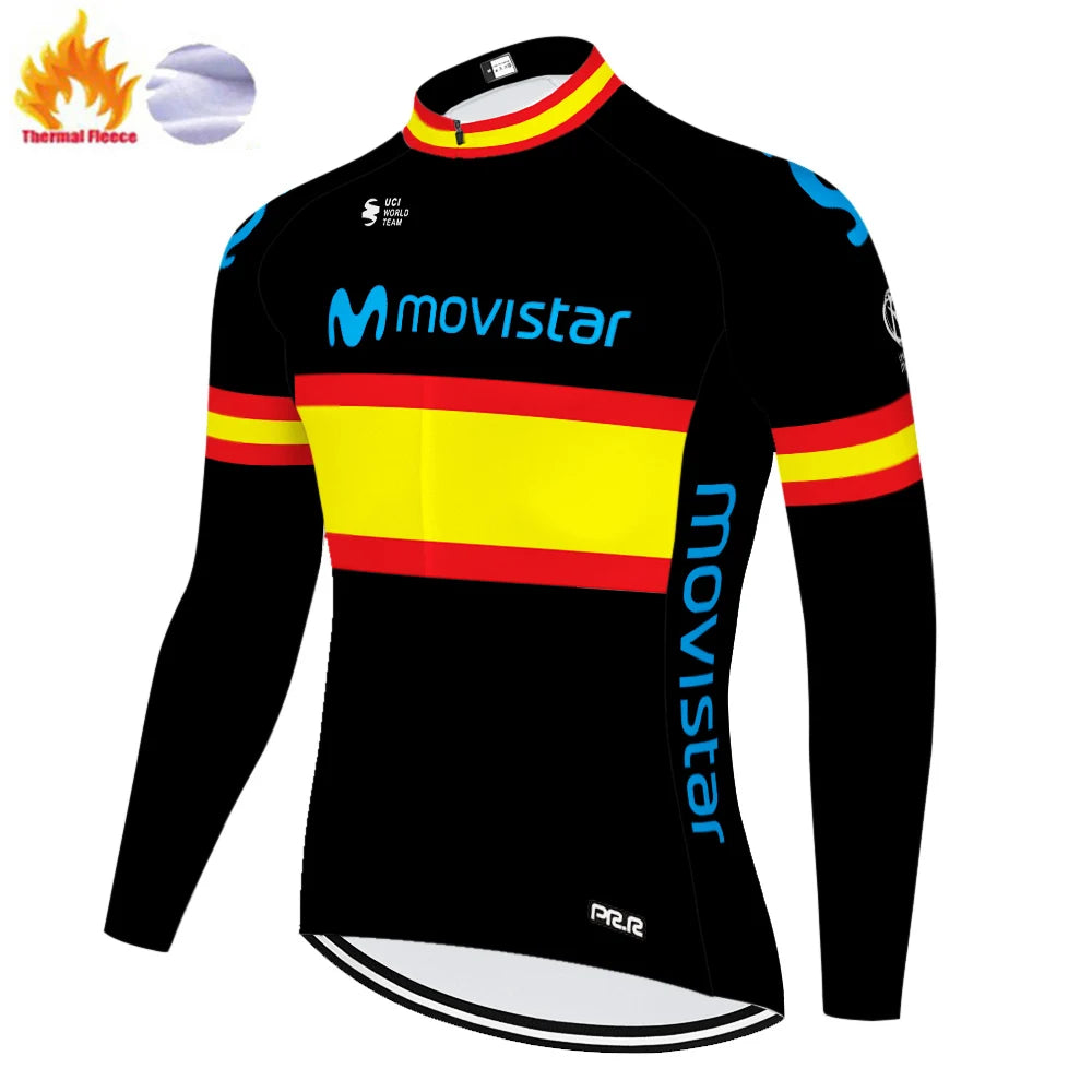 Nuevo invierno Movistar ciclismo jersey 2026 protear hombres manga larga bicicleta invierno maillot cyclisme homme