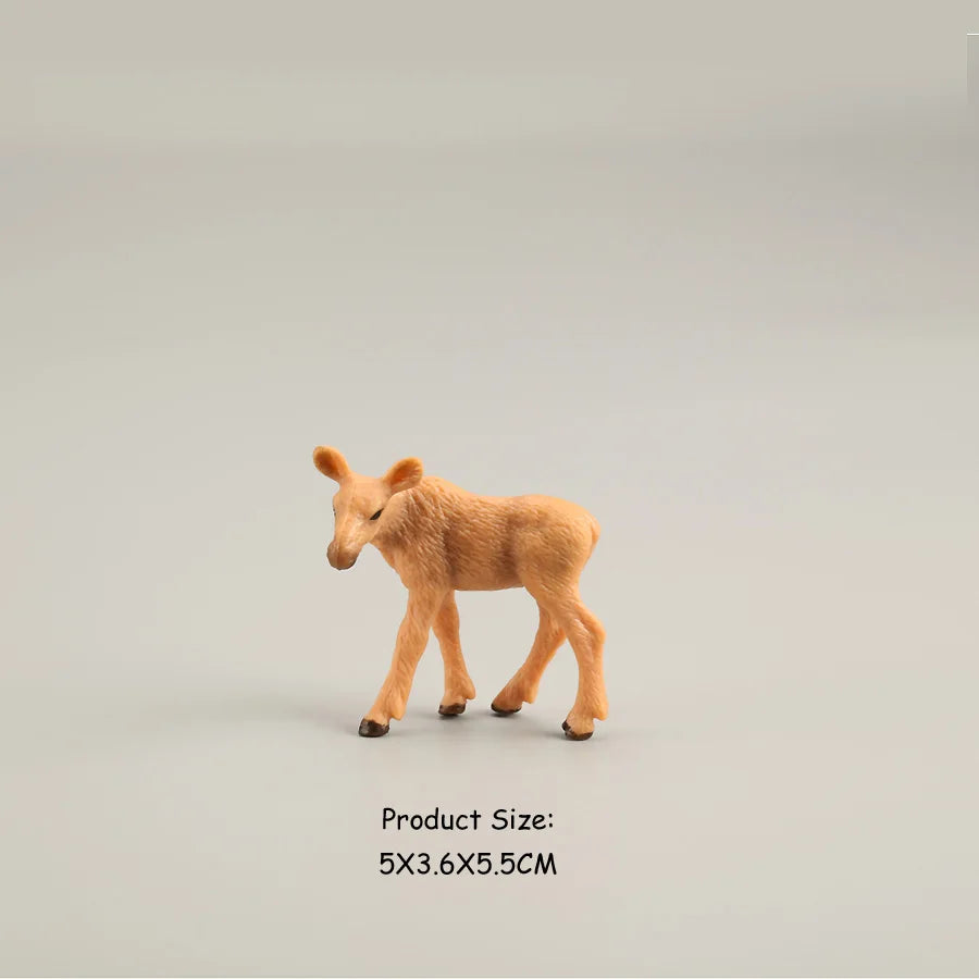 Juego de figuritas de ciervo de alce de simulación, juguete de Cervatillo de cola blanca, modelo de Animal del bosque, figuras familiares, juguetes Toppers de pastel