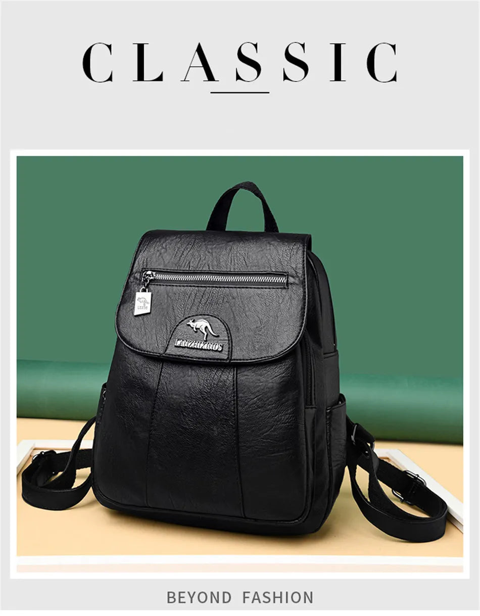 Mochila De cuero suave para mujer, bolso escolar de gran capacidad, de alta calidad, para viaje y ocio, 6 colores, color negro, novedad de 2024