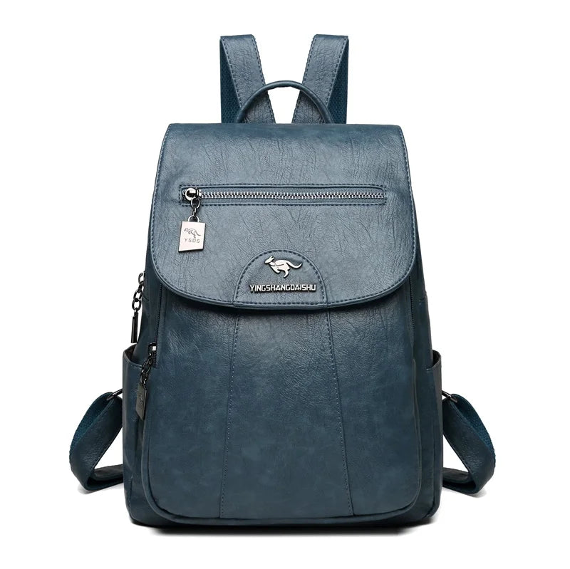 Mochila De cuero suave para mujer, bolso escolar de gran capacidad, de alta calidad, para viaje y ocio, 6 colores, color negro, novedad de 2024