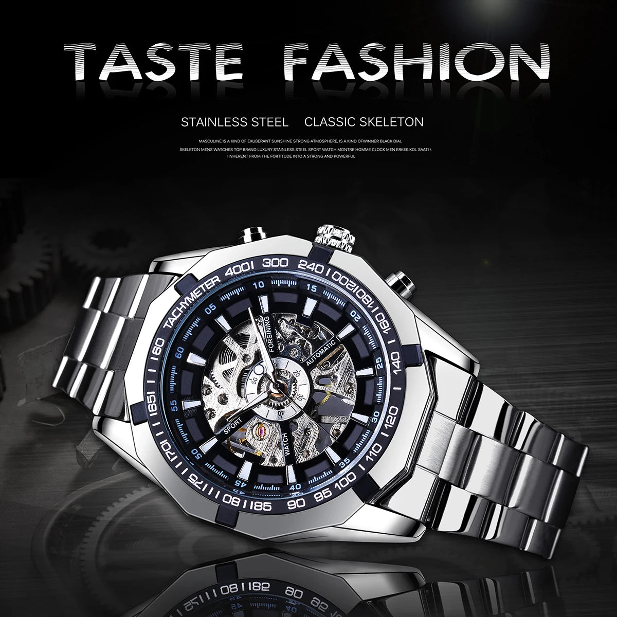 Forsining-Reloj de acero inoxidable 2021 para hombre, accesorio masculino de pulsera resistente al agua con esqueleto, de marca superior de lujo, transparente, deportivo