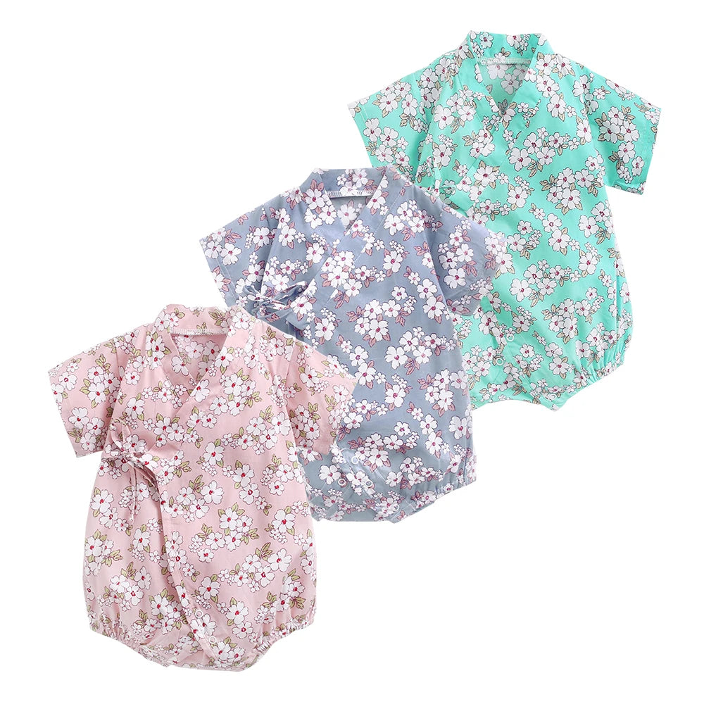 Sanlutoz-monos florales para niñas, ropa de algodón para bebés, monos bonitos para bebés recién nacidos, manga corta