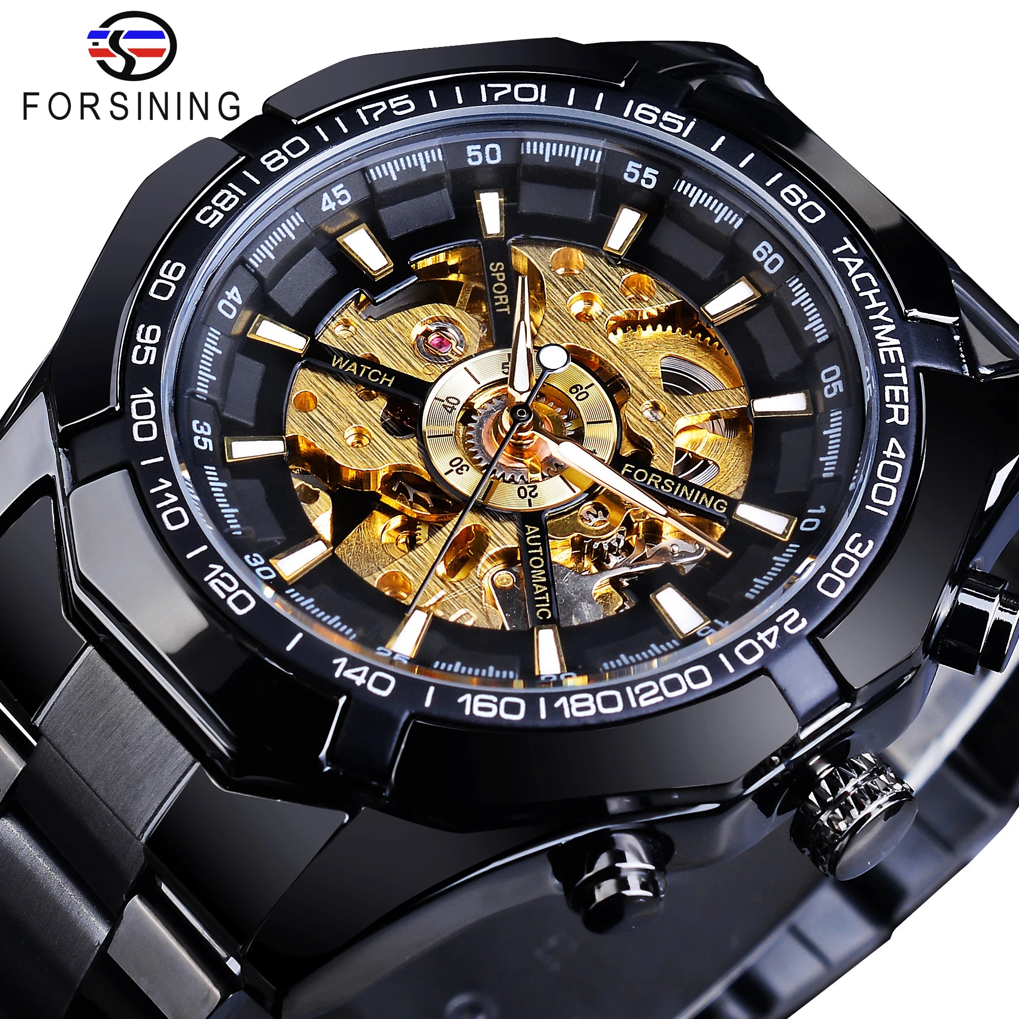 Forsining-Reloj de acero inoxidable 2021 para hombre, accesorio masculino de pulsera resistente al agua con esqueleto, de marca superior de lujo, transparente, deportivo