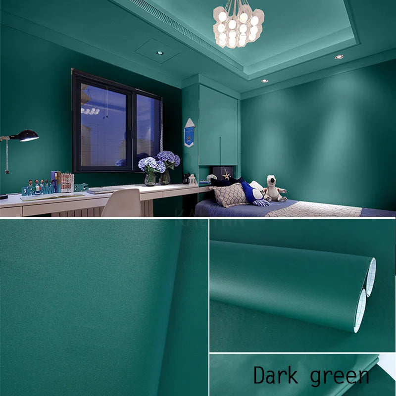 Papel tapiz impermeable de Color sólido, autoadhesivo para habitación, armario blanco y negro, pegatina de pared mate para muebles de cocina, ancho personalizable