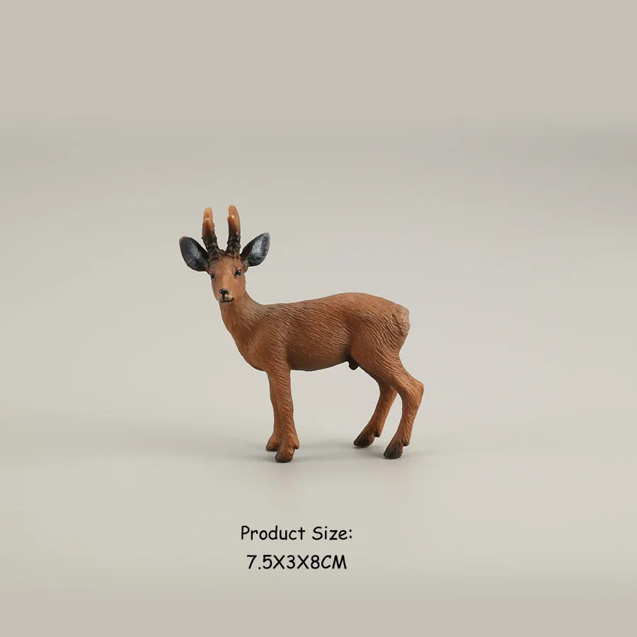 Juego de figuritas de ciervo de alce de simulación, juguete de Cervatillo de cola blanca, modelo de Animal del bosque, figuras familiares, juguetes Toppers de pastel