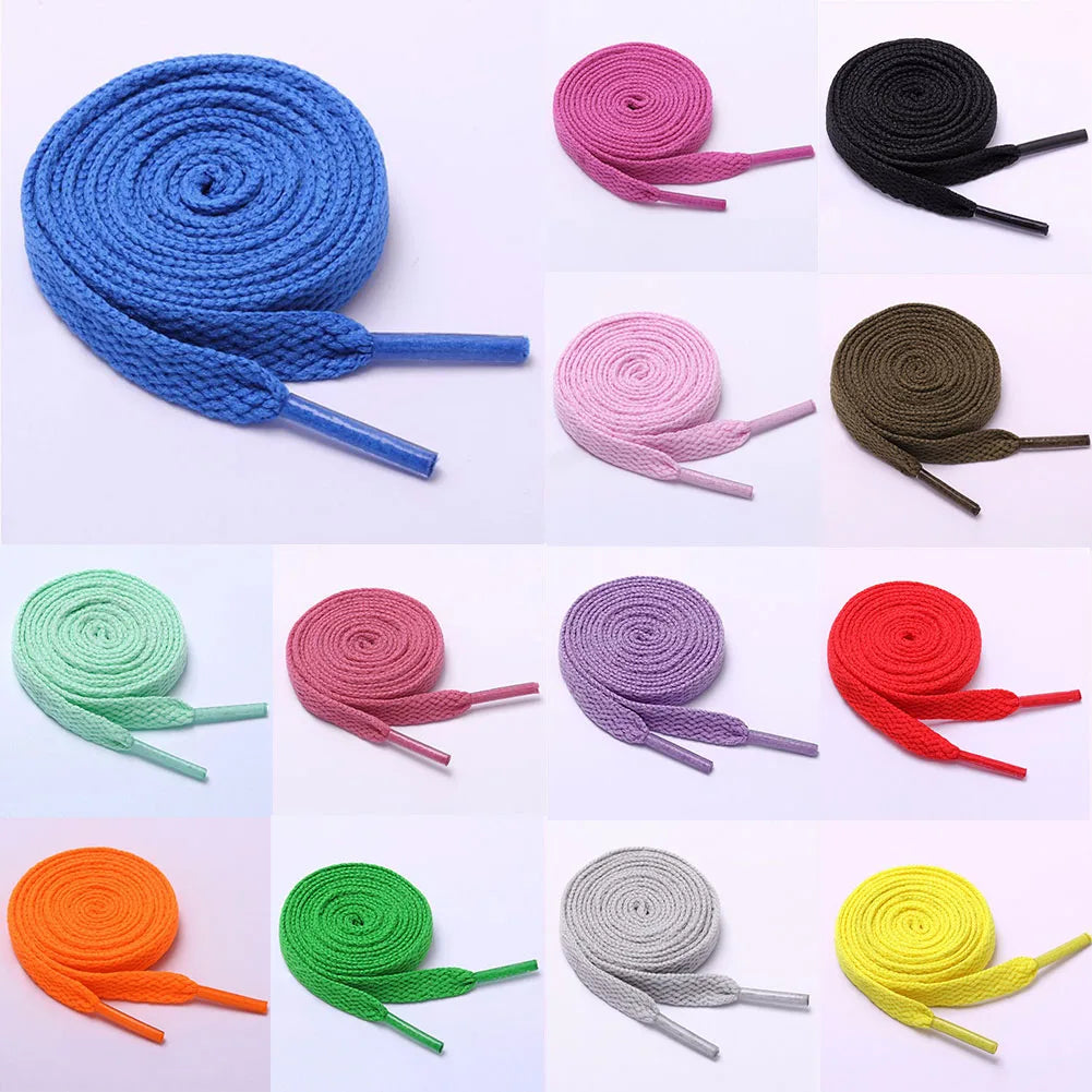 1 par de cordones de zapatos deportivos informales a la moda, cordones planos sólidos, cordones planos dobles, cordones de poliéster de alta calidad, 15 colores