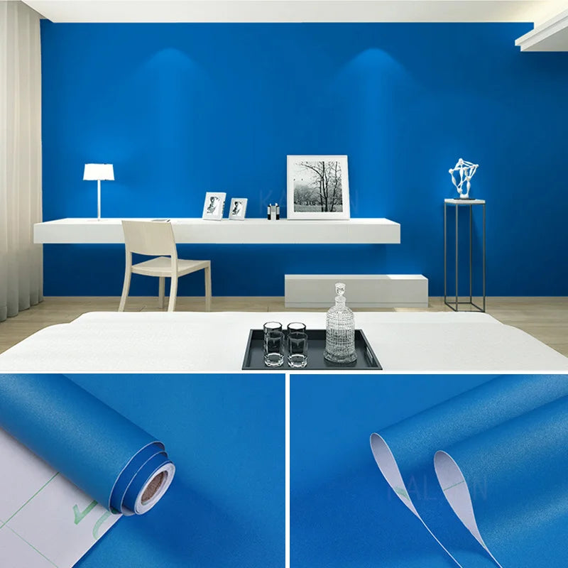 Papel tapiz impermeable de Color sólido, autoadhesivo para habitación, armario blanco y negro, pegatina de pared mate para muebles de cocina, ancho personalizable