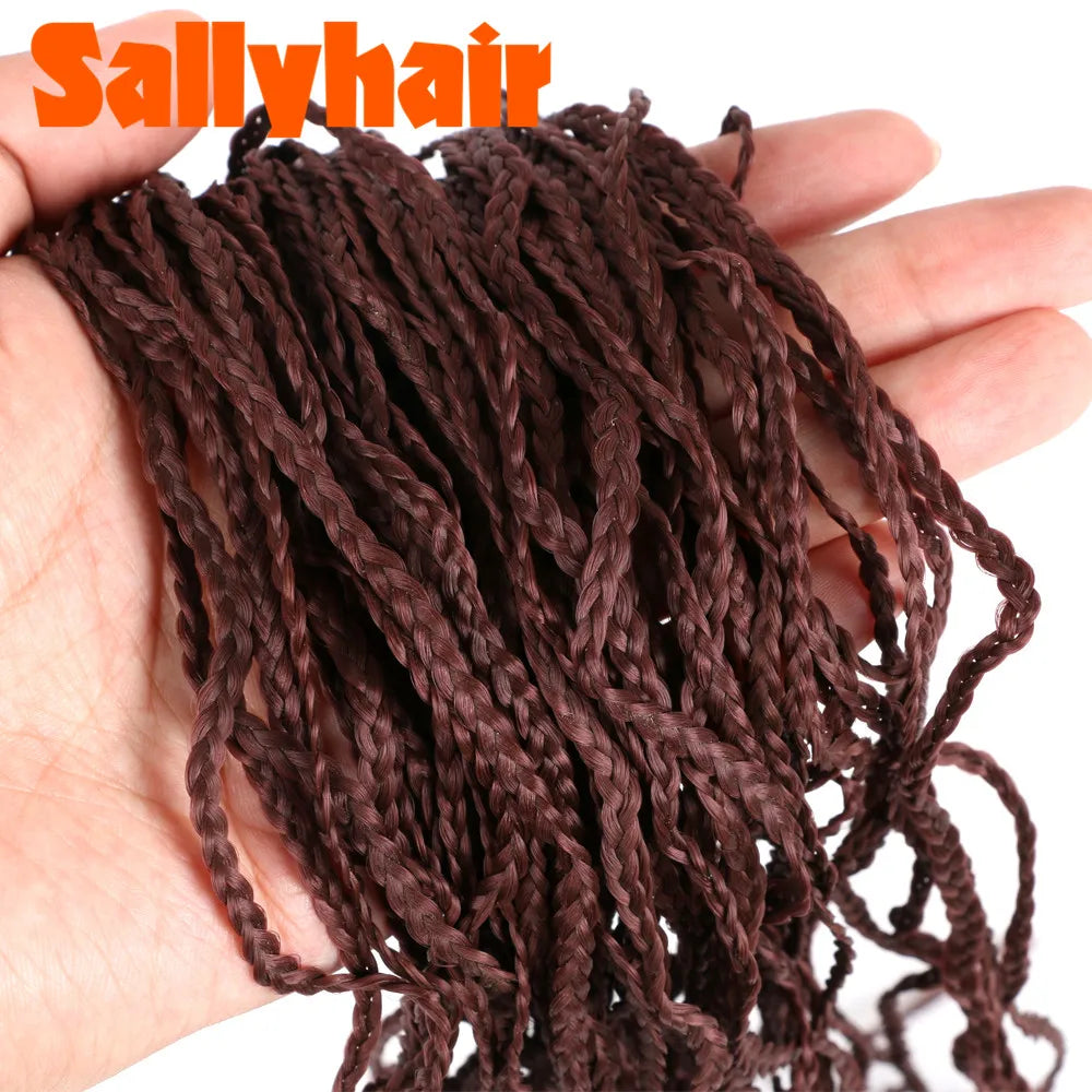 Sallyhair-trenzas sintéticas Zizi Box, trenzas delgadas de ganchillo, cabello Eunice, extensiones de cabello trenzado Zizi de colores, cabello marrón y negro