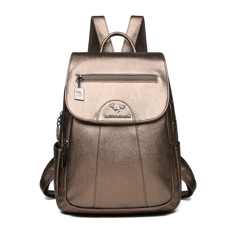 Mochila De cuero suave para mujer, bolso escolar de gran capacidad, de alta calidad, para viaje y ocio, 6 colores, color negro, novedad de 2024