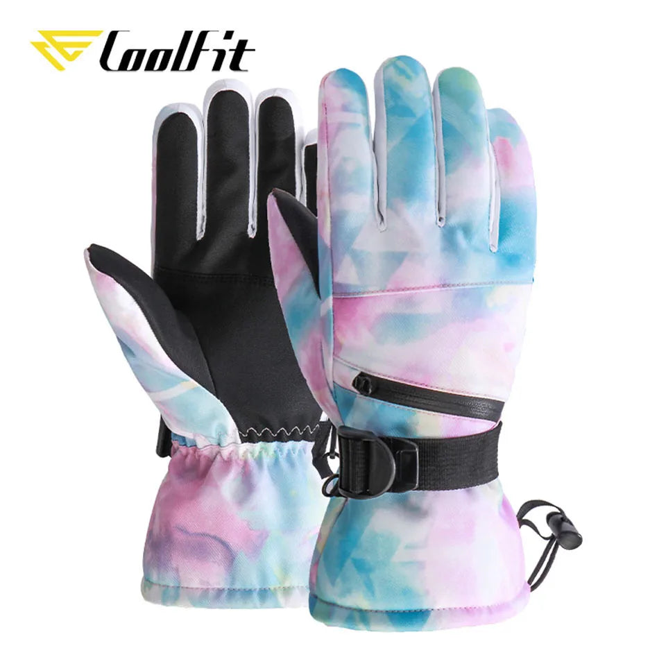 CoolFit hombres mujeres guantes de esquí ultraligeros impermeables guantes cálidos de invierno guantes de Snowboard motociclismo nieve guantes impermeables