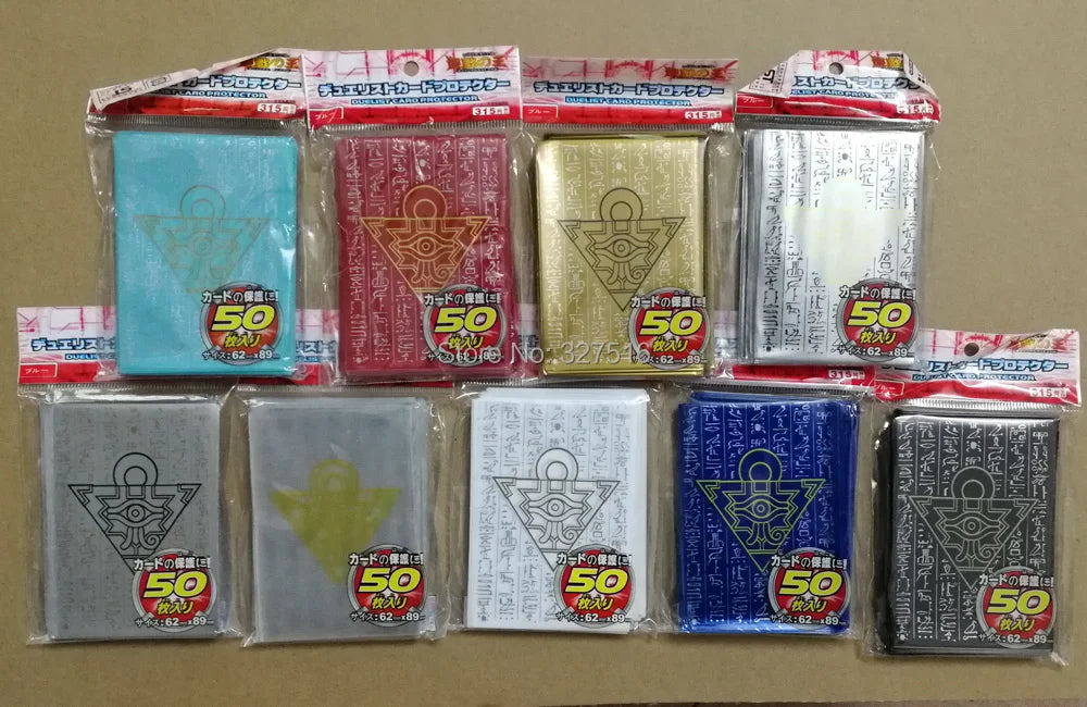 ¡50 unids/set (1 paquete) yu-gi-oh! Yugioh-rompecabezas milenario de Anime, juego de mesa, Mangas de tarjeta, Protector de tarjeta de barrera