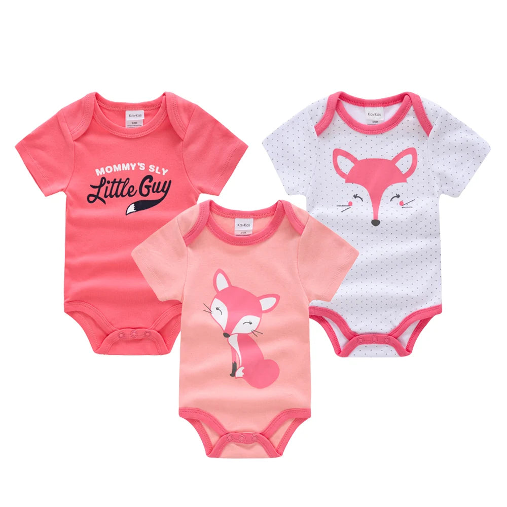 Kavkas, monos para niñas, 6/3 unidades/lote, ropa de algodón de verano para bebés, ropa de manga corta para recién nacidos, ropa para bebés de 0 a 3 meses