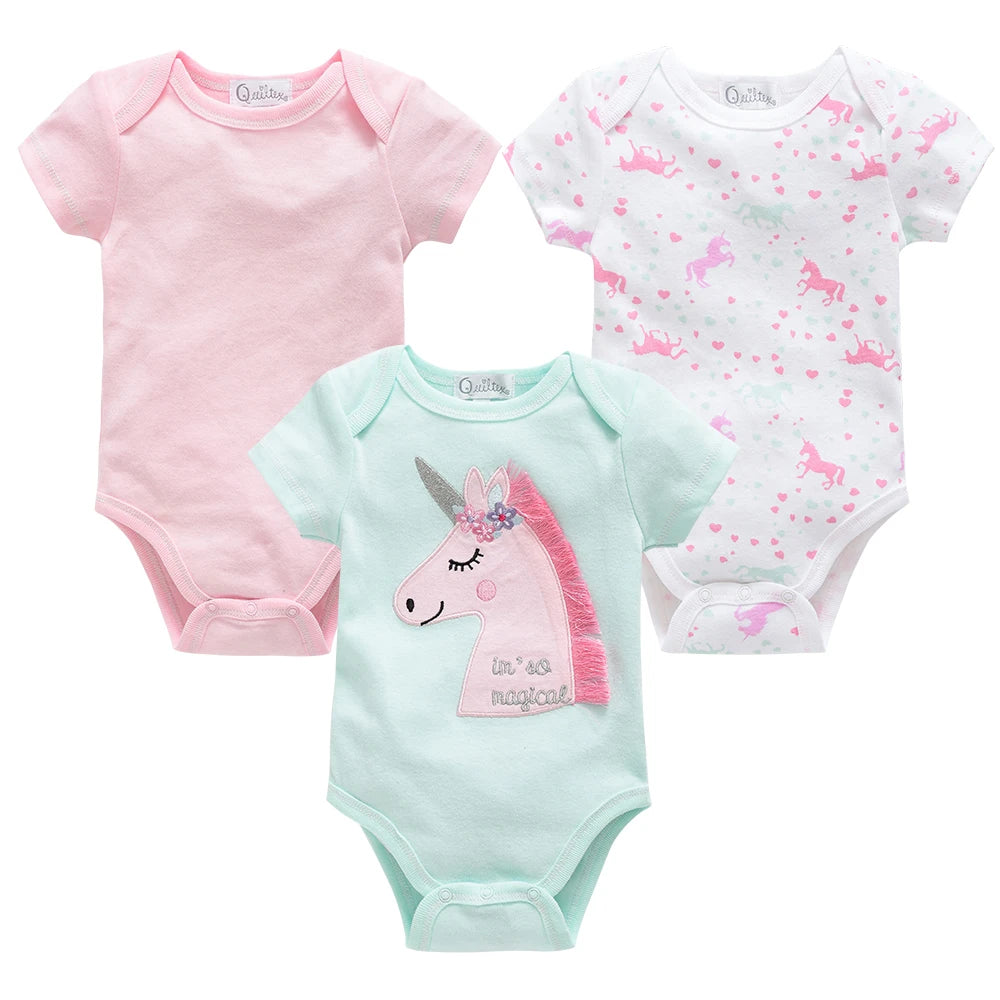 Kavkas, monos para niñas, 6/3 unidades/lote, ropa de algodón de verano para bebés, ropa de manga corta para recién nacidos, ropa para bebés de 0 a 3 meses