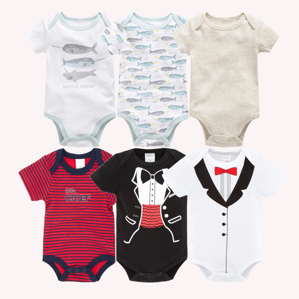 Kavkas, monos para niñas, 6/3 unidades/lote, ropa de algodón de verano para bebés, ropa de manga corta para recién nacidos, ropa para bebés de 0 a 3 meses