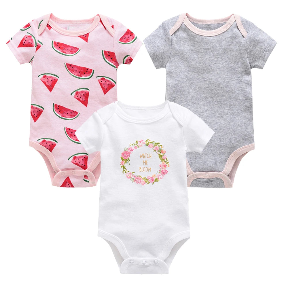 Kavkas, monos para niñas, 6/3 unidades/lote, ropa de algodón de verano para bebés, ropa de manga corta para recién nacidos, ropa para bebés de 0 a 3 meses