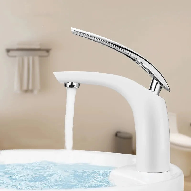 Grifos de Baño de Estilo Moderno, Grifo de Lavabo de Latón Negro/Plateado, Grifo de Lavabo de un Solo Orificio, Grifo Mezclador de Agua Fría y Caliente, Torneira