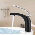 Grifos de Baño de Estilo Moderno, Grifo de Lavabo de Latón Negro/Plateado, Grifo de Lavabo de un Solo Orificio, Grifo Mezclador de Agua Fría y Caliente, Torneira