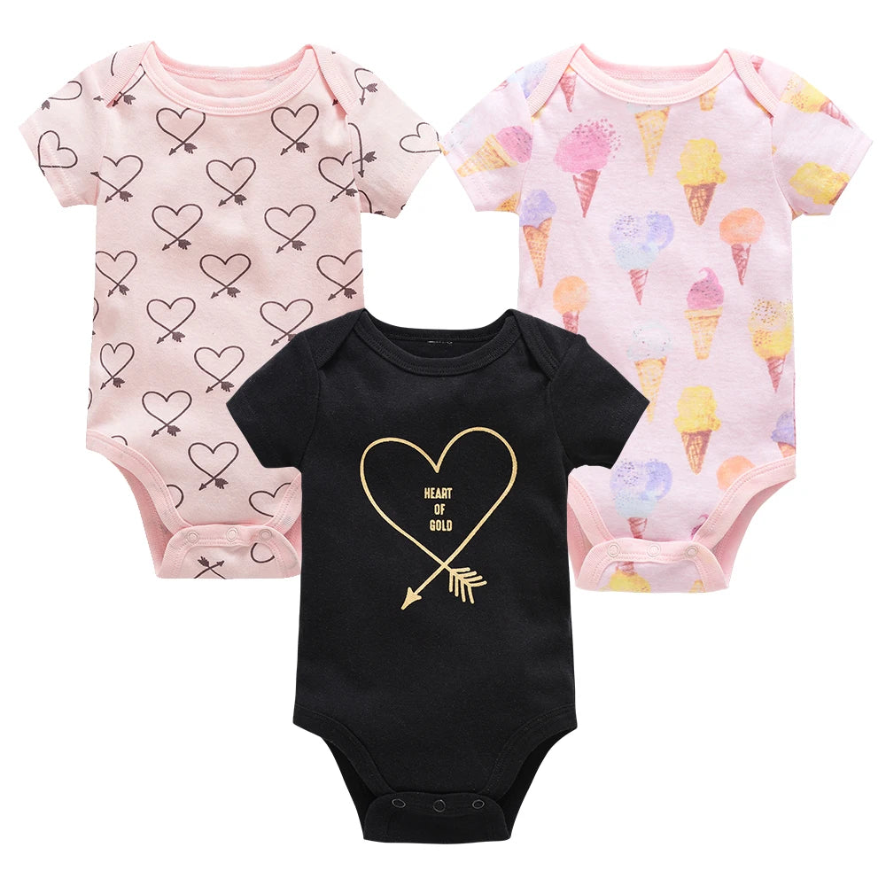 Kavkas, monos para niñas, 6/3 unidades/lote, ropa de algodón de verano para bebés, ropa de manga corta para recién nacidos, ropa para bebés de 0 a 3 meses