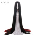 Ccutoo-Peluca de Cosplay de Land of the Lustrous Bort, pelo sintético superlargo y liso, color negro y rojo, 150cm, para fiesta