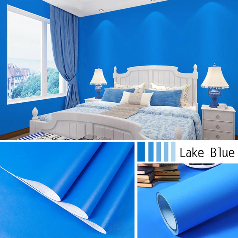 Papel tapiz impermeable de Color sólido, autoadhesivo para habitación, armario blanco y negro, pegatina de pared mate para muebles de cocina, ancho personalizable