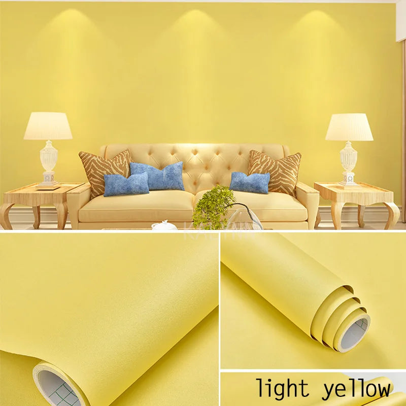 Papel tapiz impermeable de Color sólido, autoadhesivo para habitación, armario blanco y negro, pegatina de pared mate para muebles de cocina, ancho personalizable
