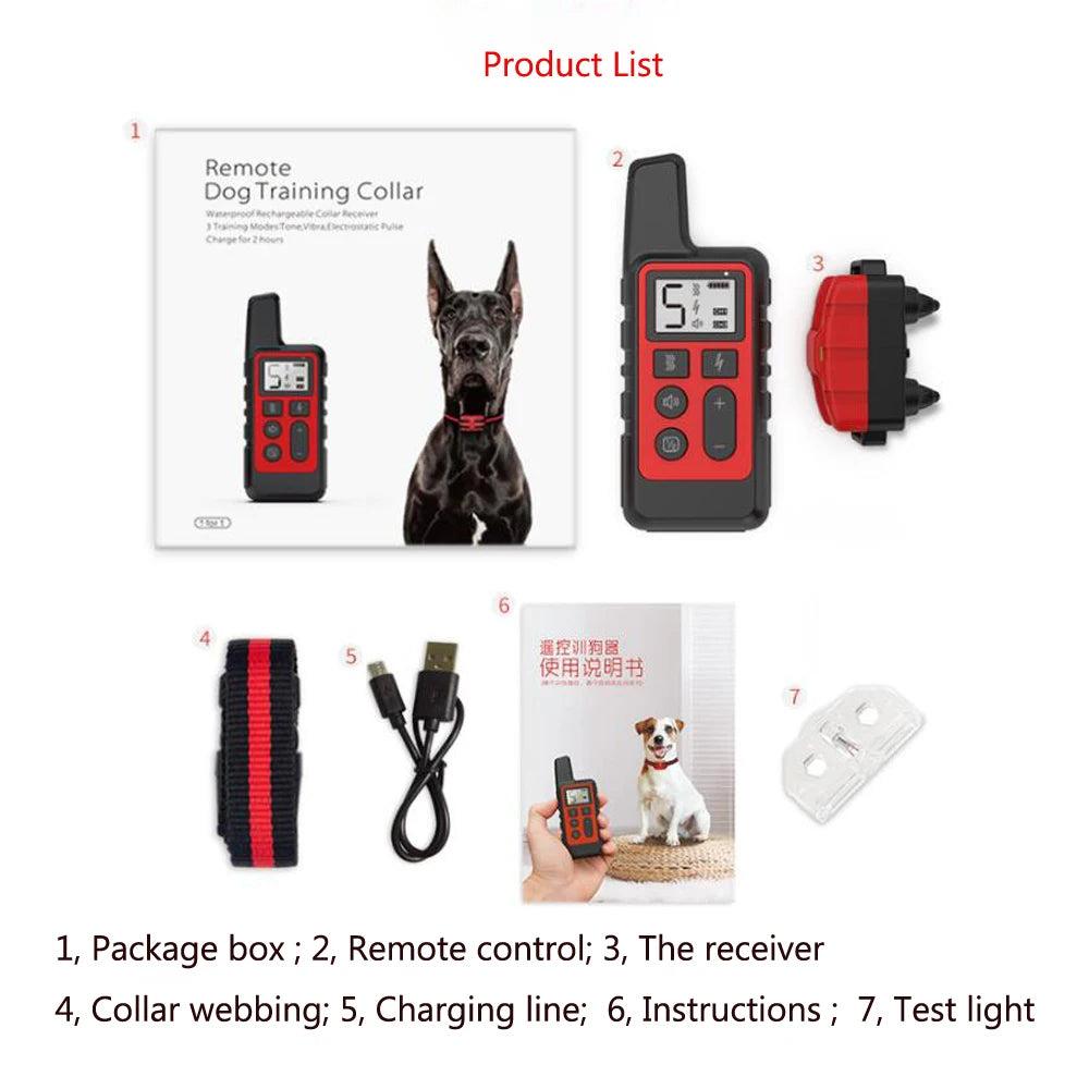Collar de entrenamiento para perros, tapón de ladridos eléctrico portátil con Control remoto, dispositivo de Entrenamiento de mascotas impermeable con pitido de descarga, 1 ud.