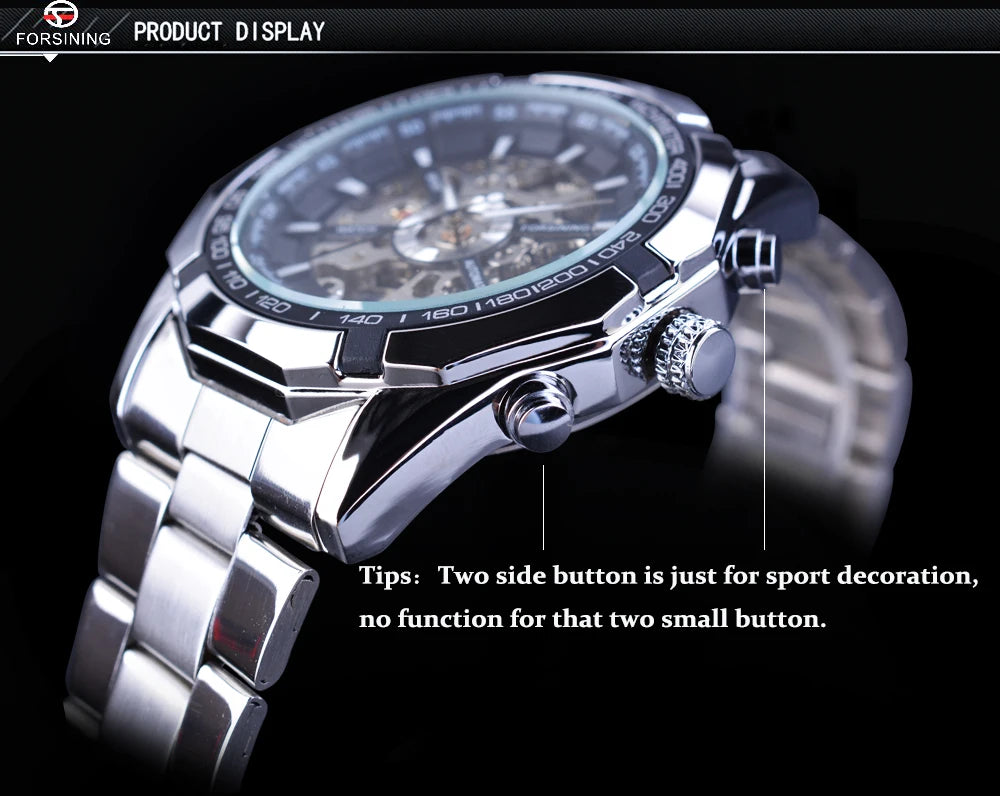 Forsining-Reloj de acero inoxidable 2021 para hombre, accesorio masculino de pulsera resistente al agua con esqueleto, de marca superior de lujo, transparente, deportivo
