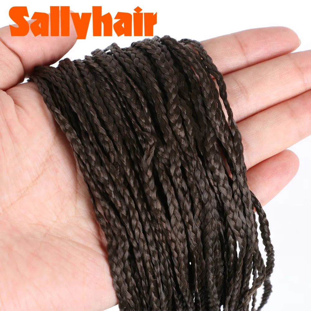 Sallyhair-trenzas sintéticas Zizi Box, trenzas delgadas de ganchillo, cabello Eunice, extensiones de cabello trenzado Zizi de colores, cabello marrón y negro