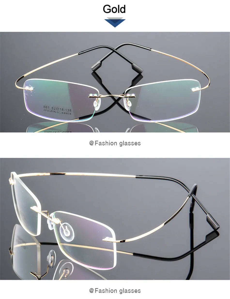 Gafas para miopía sin marco para hombre y mujer, lentes superelásticas con revestimiento verde, montura ultraligera, sin montura, 1,0-1,5-2,0 To-5,5