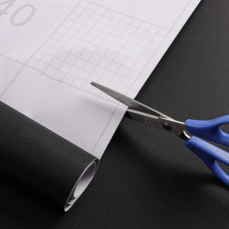 Papel tapiz impermeable de Color sólido, autoadhesivo para habitación, armario blanco y negro, pegatina de pared mate para muebles de cocina, ancho personalizable