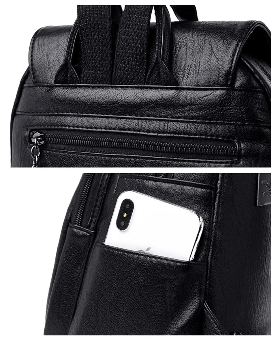 Mochila De cuero suave para mujer, bolso escolar de gran capacidad, de alta calidad, para viaje y ocio, 6 colores, color negro, novedad de 2024