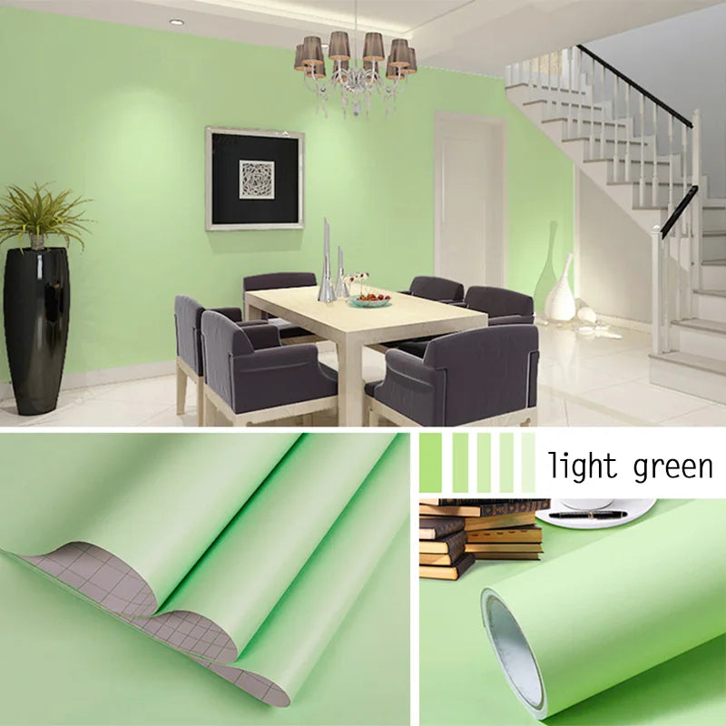 Papel tapiz impermeable de Color sólido, autoadhesivo para habitación, armario blanco y negro, pegatina de pared mate para muebles de cocina, ancho personalizable