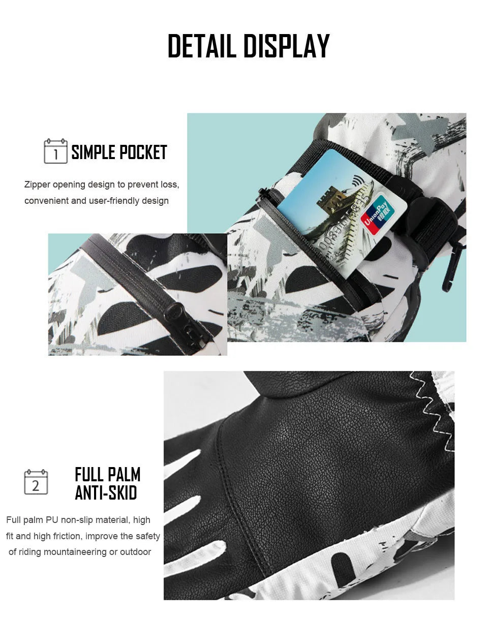 CoolFit hombres mujeres guantes de esquí ultraligeros impermeables guantes cálidos de invierno guantes de Snowboard motociclismo nieve guantes impermeables
