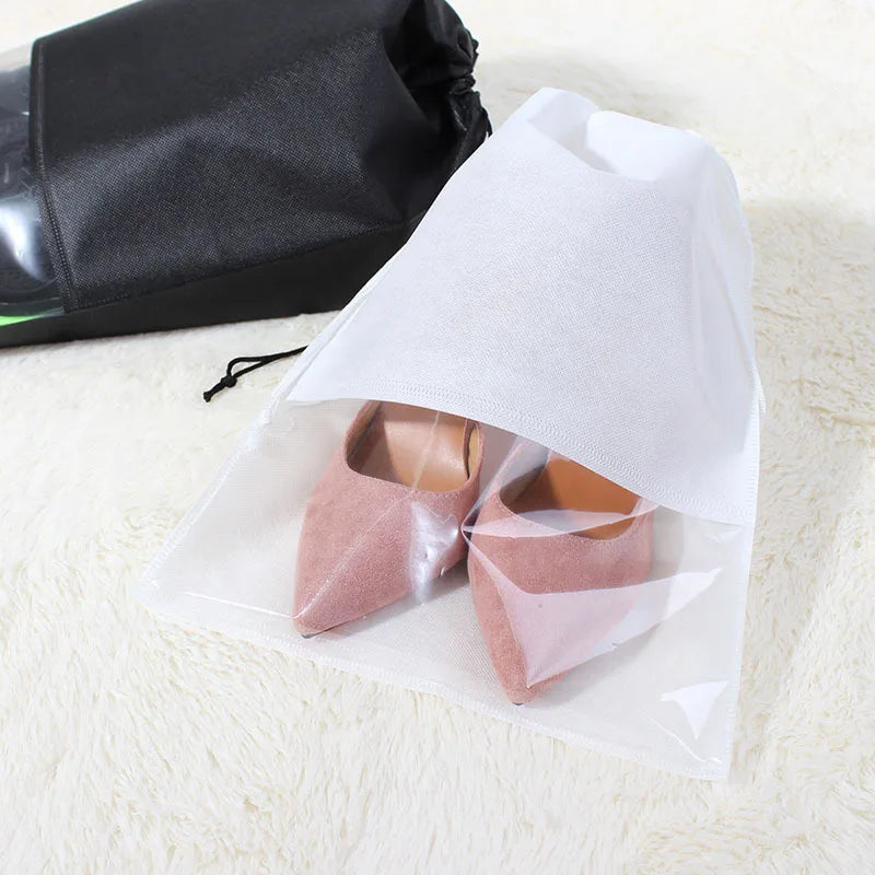Organizador de zapatos Visible, bolsa de almacenamiento con cordón no tejido grueso a prueba de polvo, bolsa de viaje para ropa, bolsos de almacenamiento, 1/3/5 Uds.