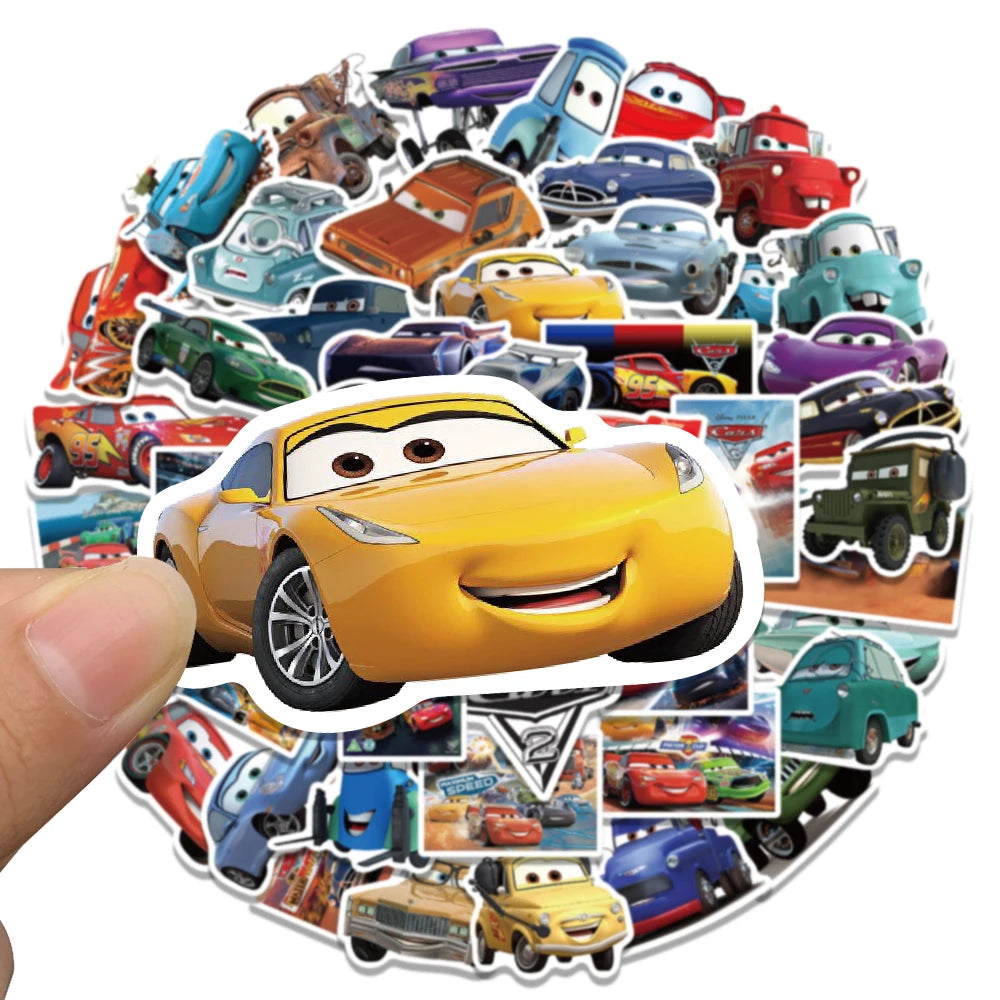 10/30/50 Uds. Disney coches de dibujos animados relámpago McQueen pegatinas monopatín DIY nevera motocicleta equipaje coche pegatina impermeable juguete